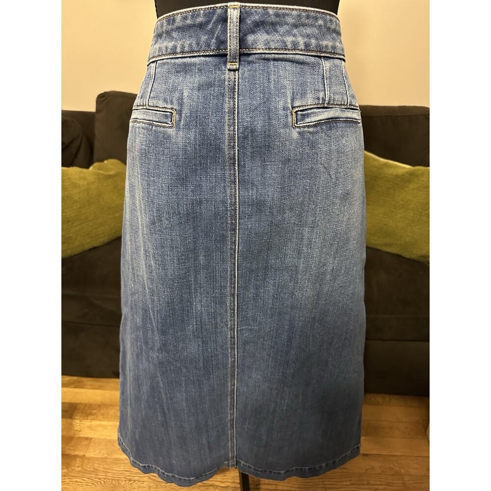 Talbots Denim Midi Button Front Skirt Size 14 New Blue Jean Classic Casual - Picture 5 of 9